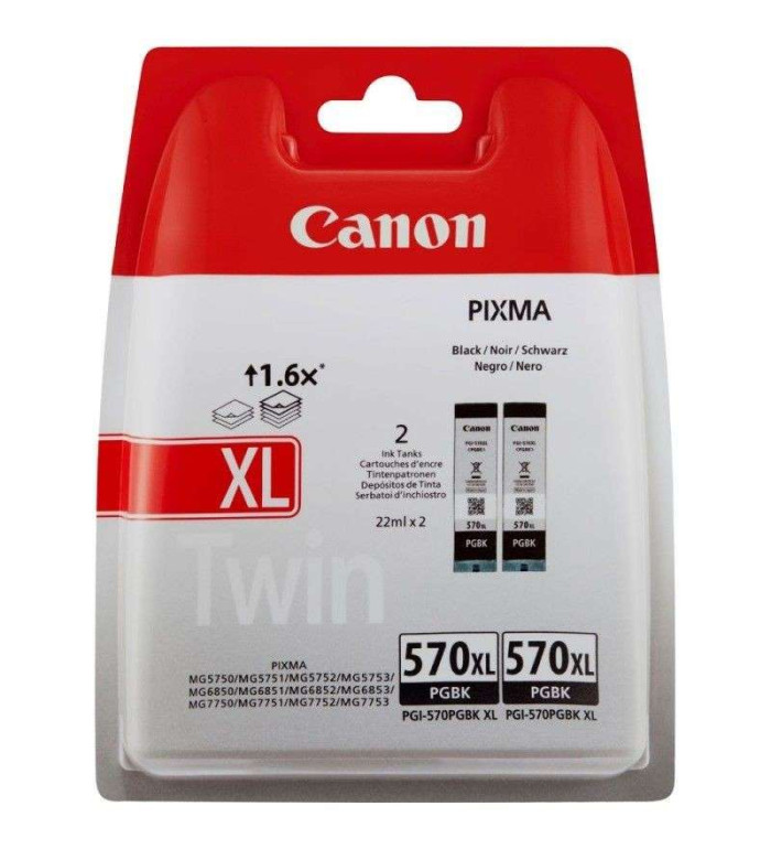 Canon 570XL PGBK noir Twin pack cartouches d'encre d'origine Canon 570XL PGBK noir Twin pack cartouches d'encre d'origine