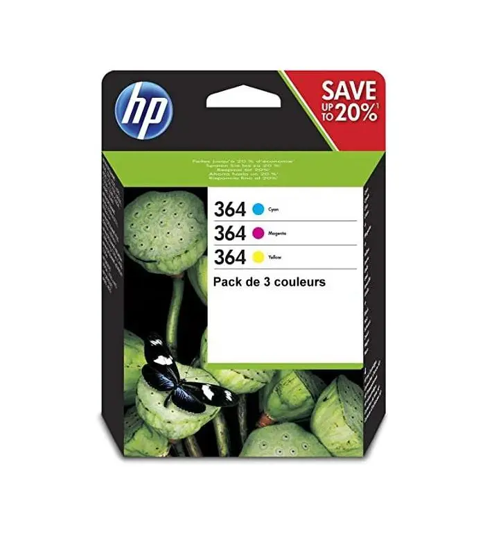 HP 364 Pack de 3 cartouches d'encre Cyan Magenta Jaune