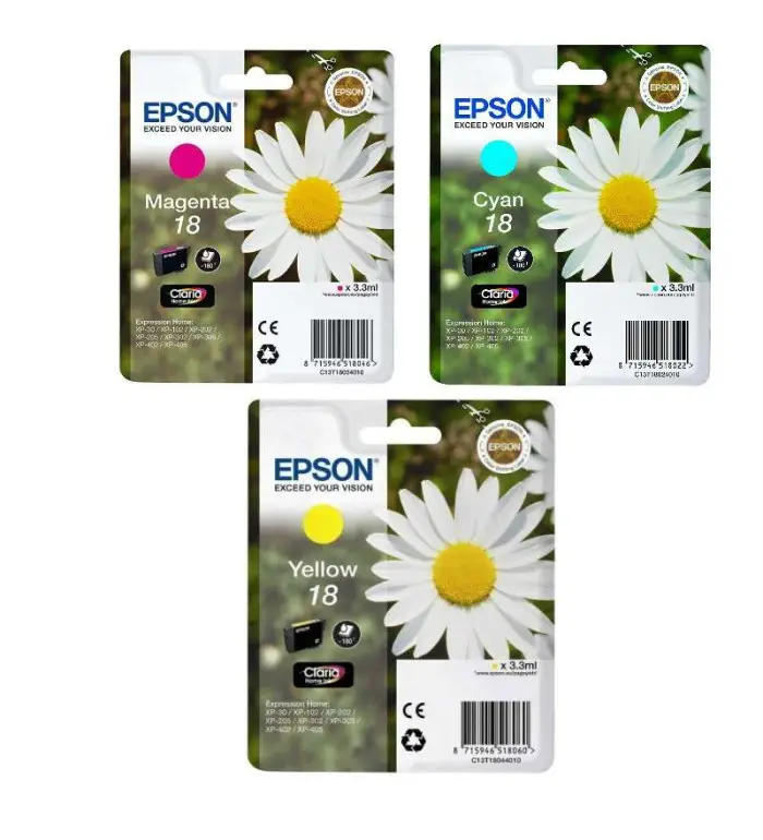 Epson 18 Pack de 3 couleurs Cartouches d'encre d'origine