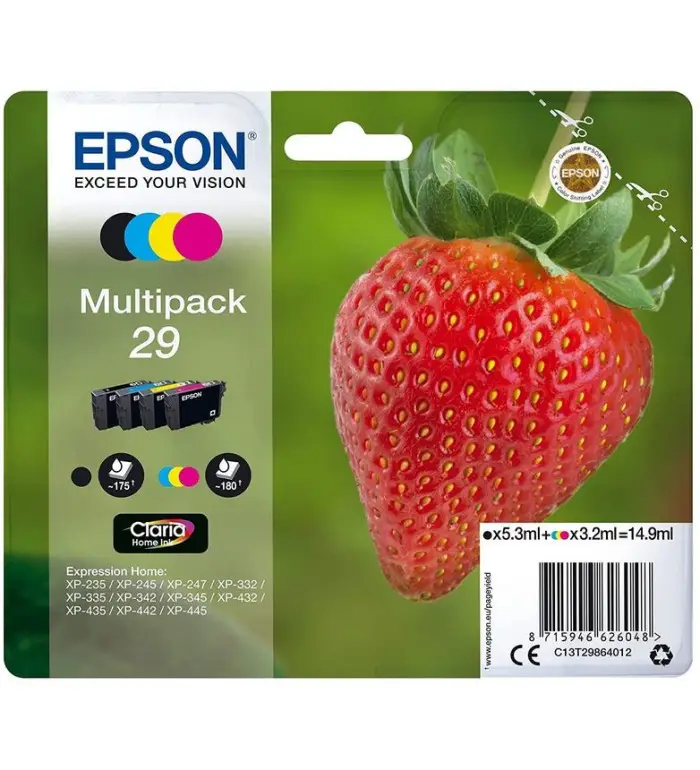 EPSON 29 Multipack Fraise Cartouches noir, jaune, cyan, magenta