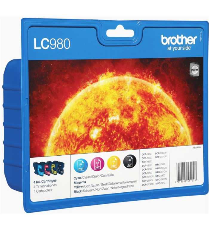 Brother LC980 noir, jaune, cyan, magenta - Pack de 4 couleurs Brother LC980 noir, jaune, cyan, magenta - Pack de 4 couleurs