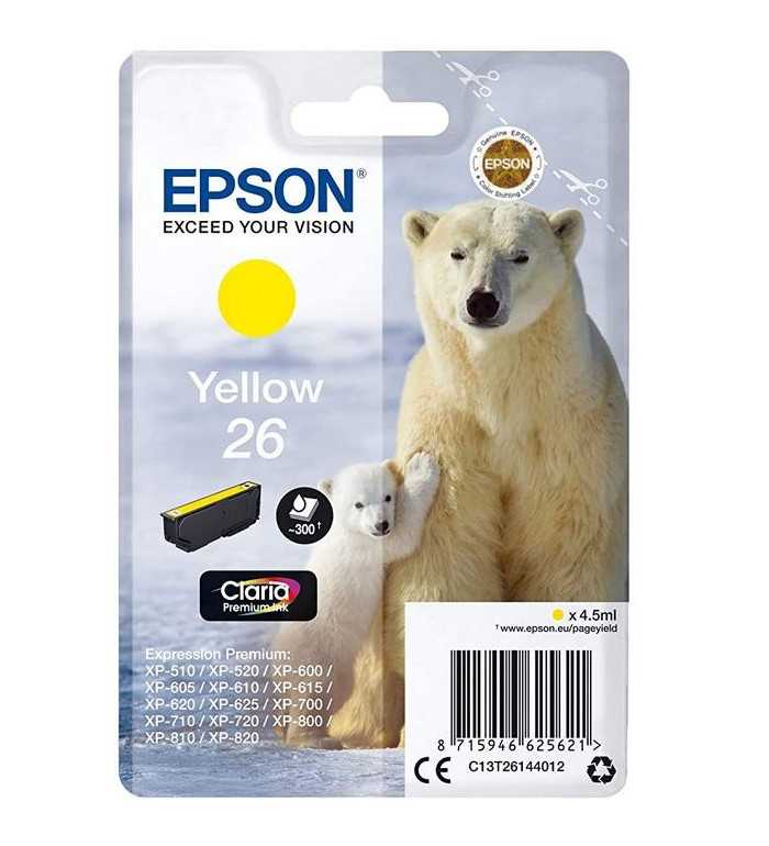 Epson 26 jaune Cartouche d'encre d'origine Epson 26 jaune Cartouche d'encre d'origine