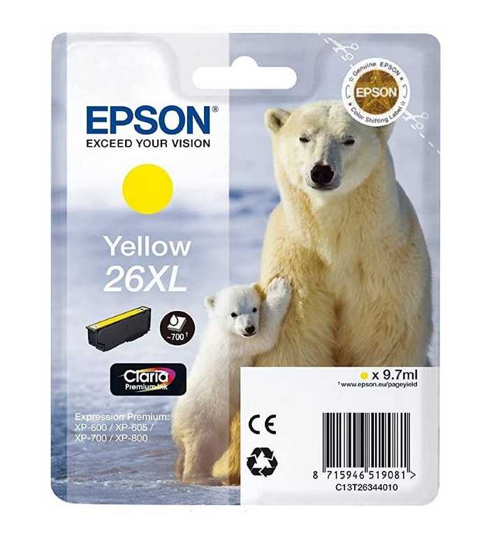 Epson 26XL jaune Cartouche d'encre d'origine 700 pages