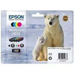 Epson 26XL Noir couleur Ours Polaire Pack de 4 cartouches d'encre d'origine