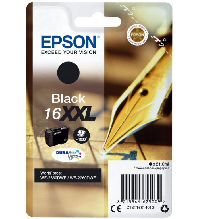 Epson 16XXL noir Stylo plume Cartouche d'encre d'origine Epson 16XXL noir Stylo plume Cartouche d'encre d'origine