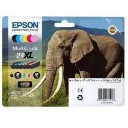 Epson 24XL Noir couleur Éléphant Pack de 6 Cartouches d'encre d'origine