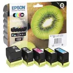 Epson 202 Noir couleur Kiwi Pack de 5 Cartouches d'encre d'origine