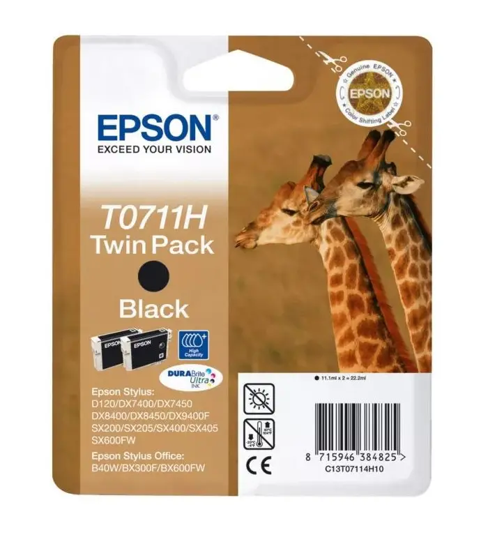 Epson T0711H noir Twin Pack Cartouches d'encre d'origine haute capacité