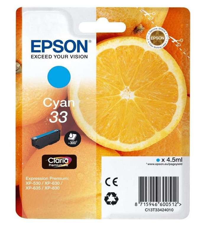 Epson 33 cyan Cartouche d'encre d'origine