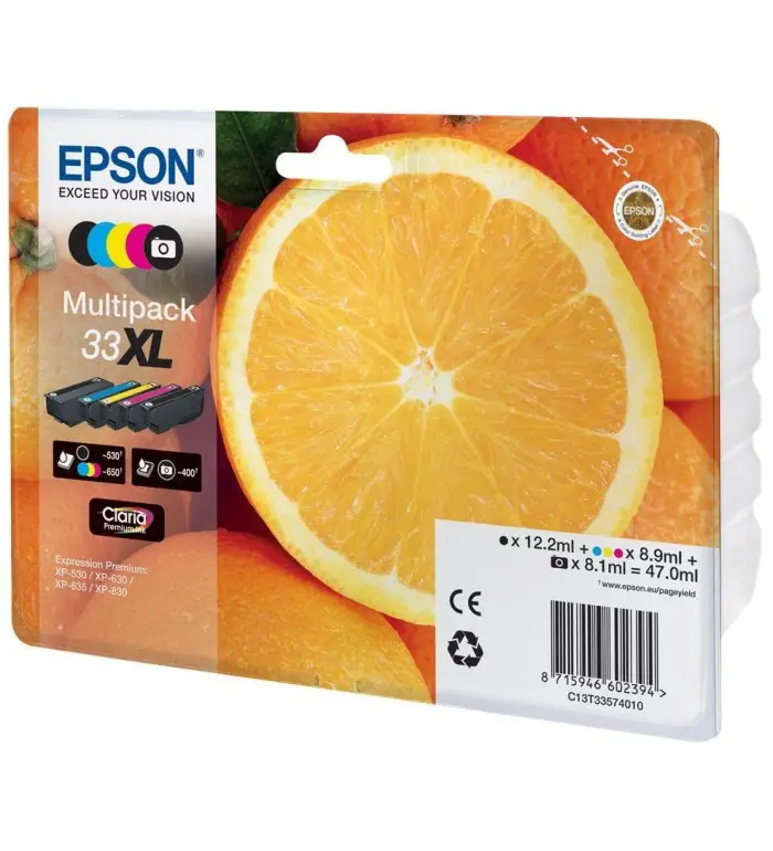 Epson 33XL Orange Multpack noir couleurs Cartouches d'encre d'origine
