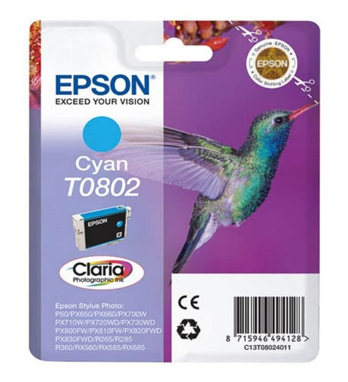 Epson T0802 cyan Cartouche d'encre d'origine