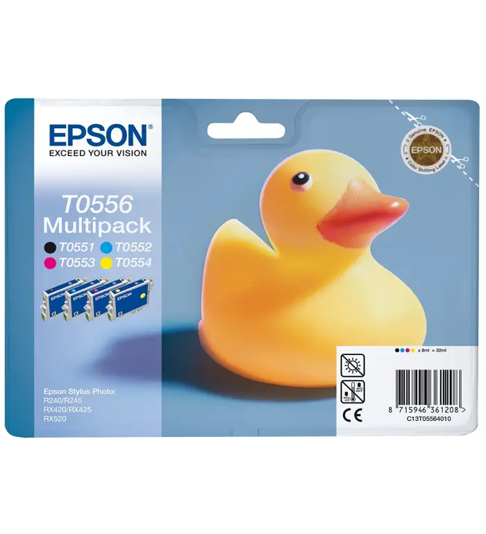 Epson T0556 Multipack d'origine Cartouches noir, cyan, jaune, magenta