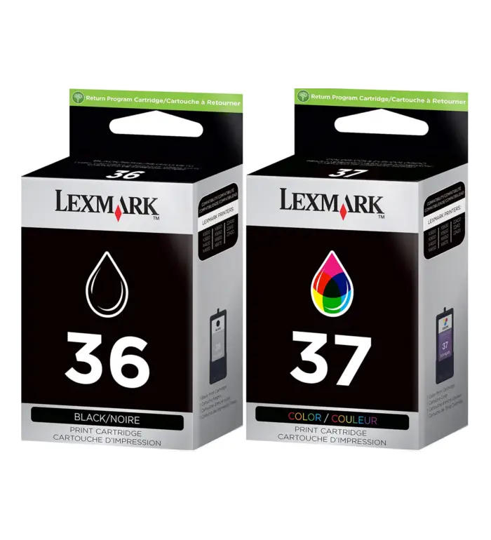 lexmark 36 noir / 37 couleur Lot de 2 cartouches d'encre lexmark 36 noir / 37 couleur Lot de 2 cartouches d'encre