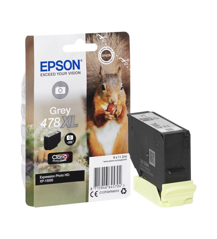 Epson 478XL gris Ecureuil Cartouche d'encre d'origine Epson 478XL gris Ecureuil Cartouche d'encre d'origine