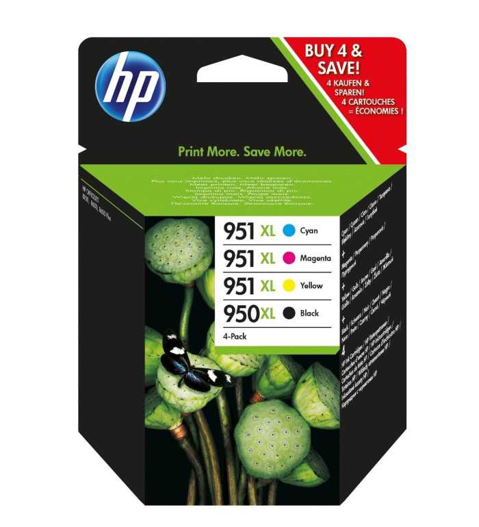 HP 950XL/951XL Pack de 4 Cartouches d'encre Noir, cyan, magenta, jaune Grande Capacité (C2P43AE)