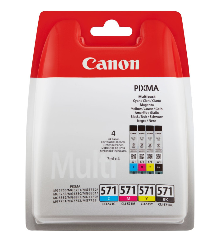 Canon CLI-571 Noir couleur Pack de 4 Cartouches d'encre d'origine Canon CLI-571 Noir couleur Pack de 4 Cartouches d'encre d'origine