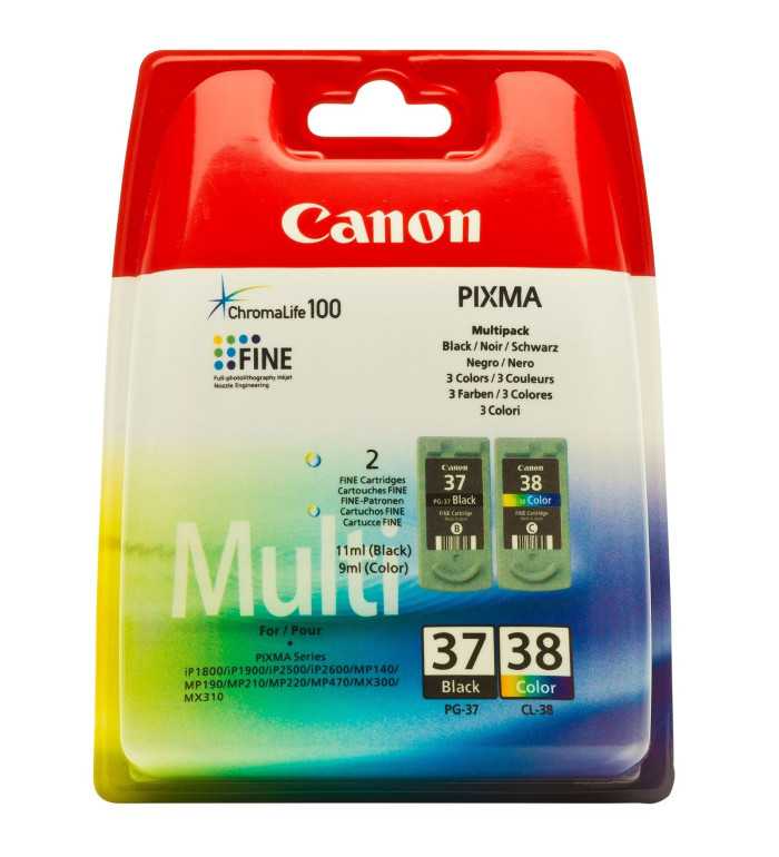 Canon PG-37/CL-38 Noir Couleur Pack de 2 Cartouches d'encre d'origine