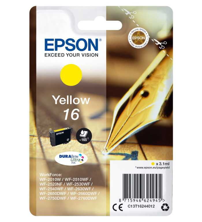 Epson 16 Jaune Cartouche d'encre d'origine Epson 16 Jaune Cartouche d'encre d'origine
