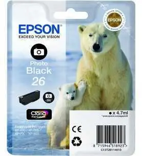 Epson 26 Photo noir Ours Polaire Cartouche d'encre d'origine