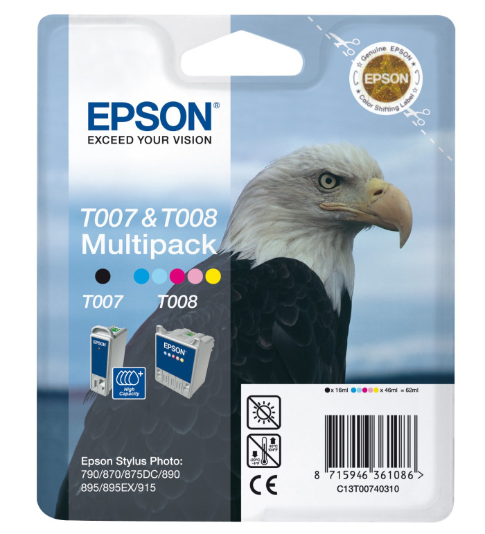 Epson T007/T008 Noir couleur Pack de 2 cartouches d'encre d'origine