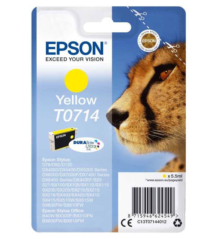 Epson T0714 Jaune Guépard Cartouche d'encre d'origine