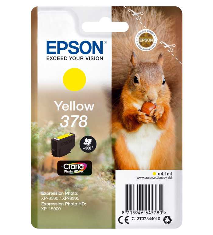 Epson 378 Jaune Écureuil Cartouche d'encre d'origine