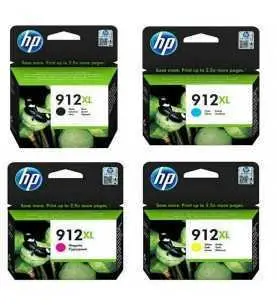 HP 912XL Noir couleur Pack de 4 Cartouches d'encre d'origine