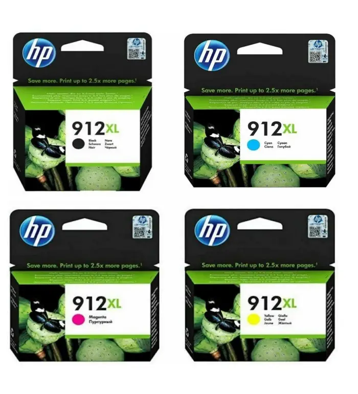 HP 912XL Noir couleur Pack de 4 Cartouches d'encre d'origine HP 912XL Noir couleur Pack de 4 Cartouches d'encre d'origine