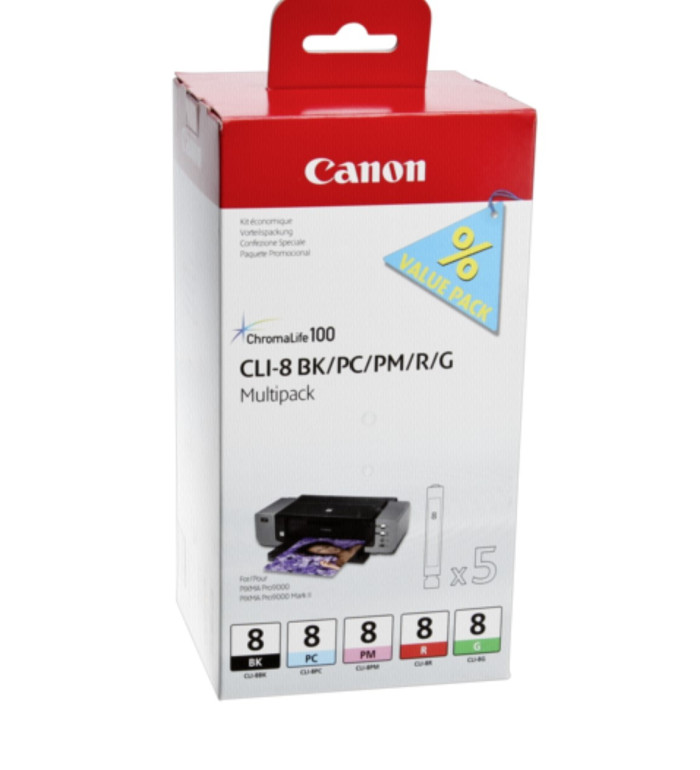 Canon CLI-8 Noir couleur Pack de 5 Cartouches d'encre d'origine Canon CLI-8 Noir couleur Pack de 5 Cartouches d'encre d'origine