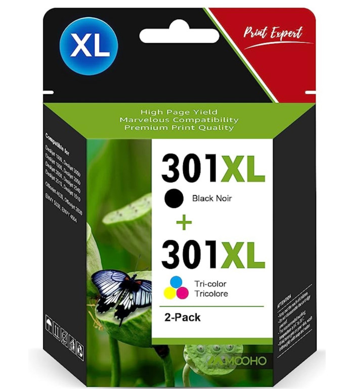 HP 301XL Noir couleur Pack de 2 Cartouches d'encre d'origine HP 301XL Noir couleur Pack de 2 Cartouches d'encre d'origine