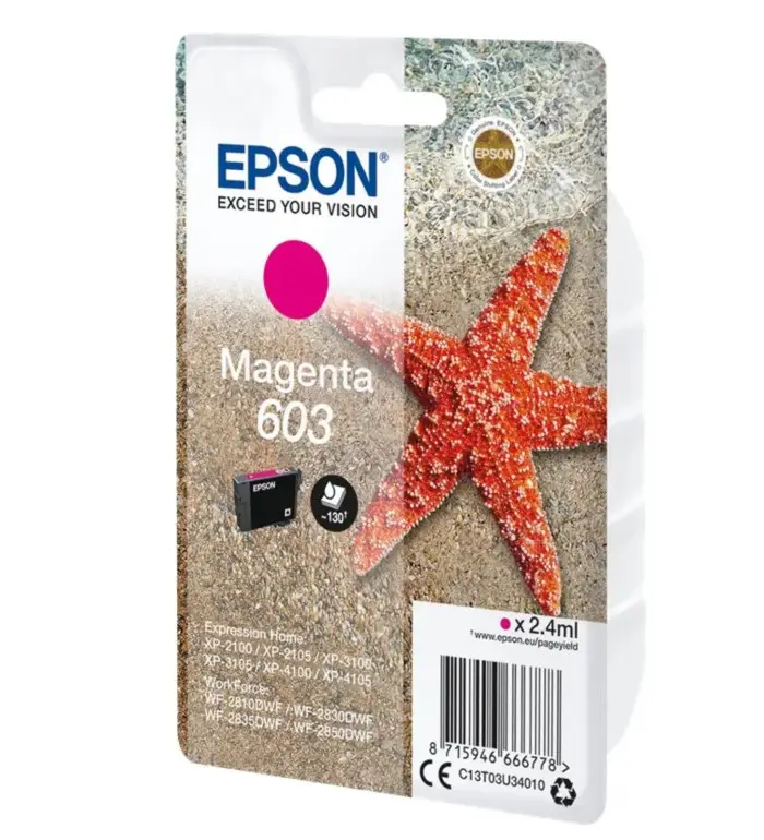 Epson 603 Magenta Etoile de Mer Cartouche d'encre d'origine Epson 603 Magenta Etoile de Mer Cartouche d'encre d'origine