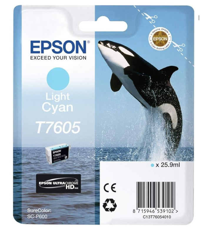 Epson T7605 Orque Cyan clair Cartouche d'encre d'origine Epson T7605 Orque Cyan clair Cartouche d'encre d'origine