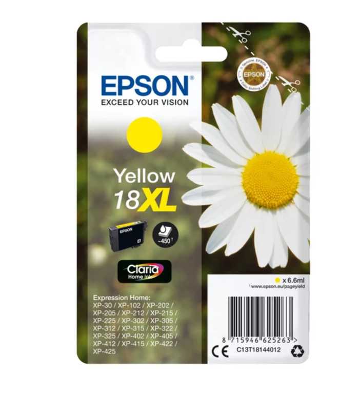 Epson 18XL Jaune Pâquerette Cartouche d'encre d'origine Epson 18XL Jaune Pâquerette Cartouche d'encre d'origine