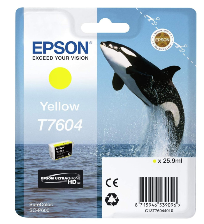 Epson T7604 Orque Jaune Cartouche d'encre d'origine Epson T7604 Orque Jaune Cartouche d'encre d'origine