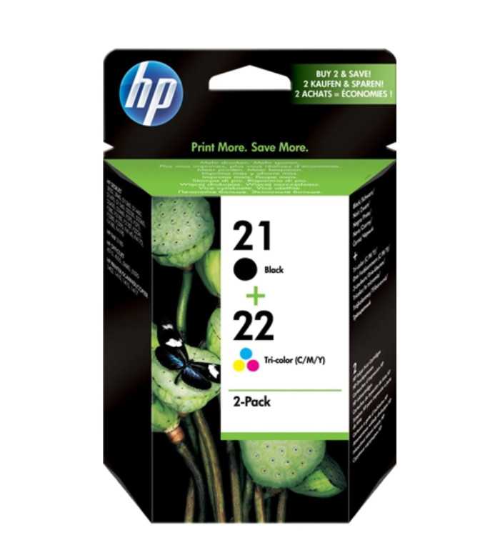 HP 21/22 Noir couleur Pack de 2 Cartouches d'encre d'origine