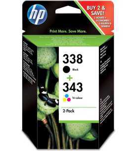 HP 338/343 Noir couleur Pack de 2 Cartouches d'encre d'origine