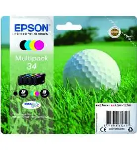 Epson 34 Noir couleur Balle de golf Pack de 4 Cartouches d'encre d'origine