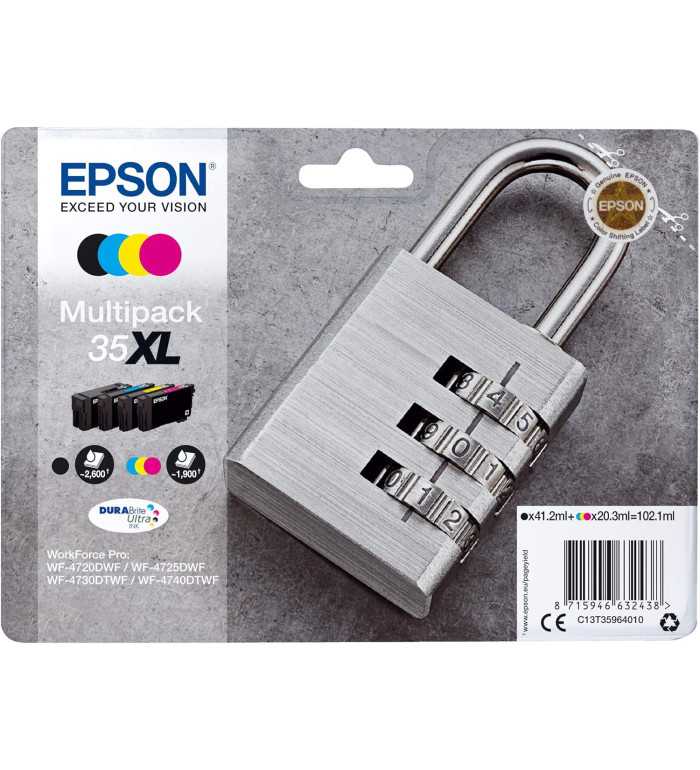 Epson 35XL Noir couleur Cadenas Multipack de 4 Cartouches d'encre d'origine