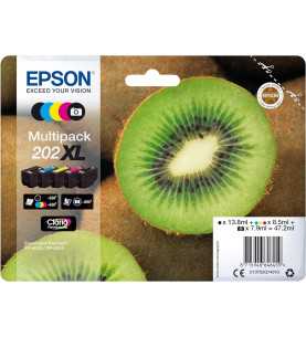 Epson 202XL Kiwi Noir couleur Pack de 5 Cartouches d'encre d'origine