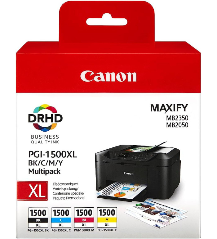 Canon PGI-1500XL Noir couleur Pack de 4 Cartouches d'encre d'origine Canon PGI-1500XL Noir couleur Pack de 4 Cartouches d'encre d'origine