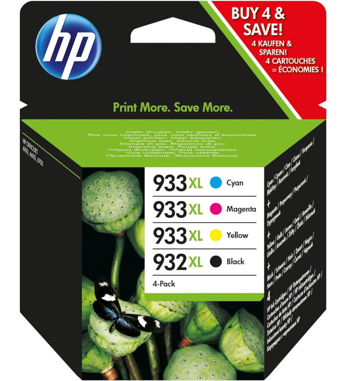 HP 932XL/933XL Noir couleur Pack de 4 Cartouches d'encre d'origine HP 932XL/933XL Noir couleur Pack de 4 Cartouches d'encre d'origine