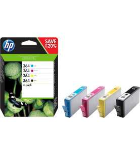 HP 364 Noir couleur Pack de 4 cartouches d'encre d'origine