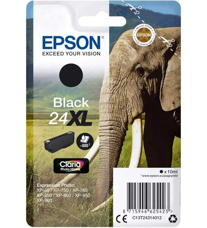 Epson 24XL Noir Éléphant Cartouche d'encre d'origine