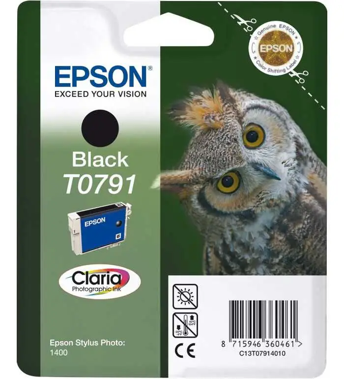 Epson T0791 Chouette Noir Cartouche d'encre d'origine Epson T0791 Chouette Noir Cartouche d'encre d'origine