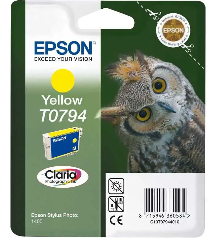 Epson T0794 Chouette Jaune Cartouche d'encre d'origine Epson T0794 Chouette Jaune Cartouche d'encre d'origine