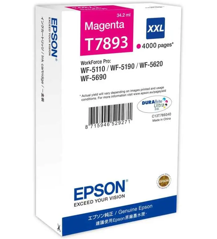 Epson T7893 XXL Magenta Cartouche d'encre d'origine