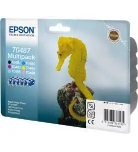 Epson T0487 Noir couleur Hippocampe Multipack de 6 cartouches d'encre d'origine