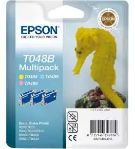 Epson T048B Couleur Hippocampe Multipack de 3 Cartouches d'encre d'origine