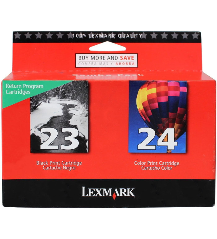 Lexmark 23/24 Noir couleur Pack de 2 Cartouches d'encre d'origine Lexmark 23/24 Noir couleur Pack de 2 Cartouches d'encre d'origine