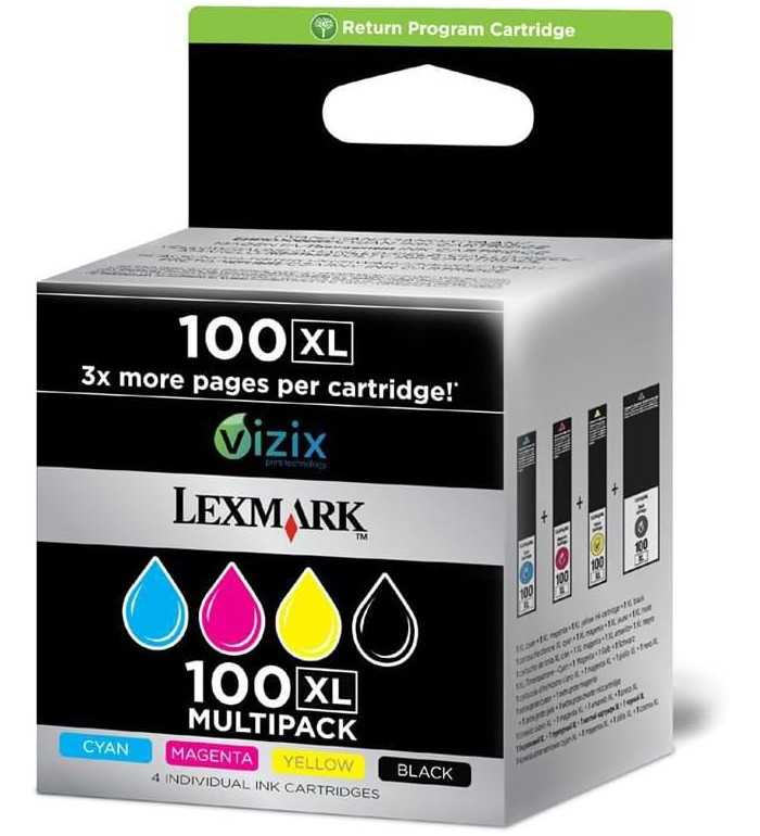 Lexmark 100XL Noir couleur Pack de 4 Cartouches d'encre